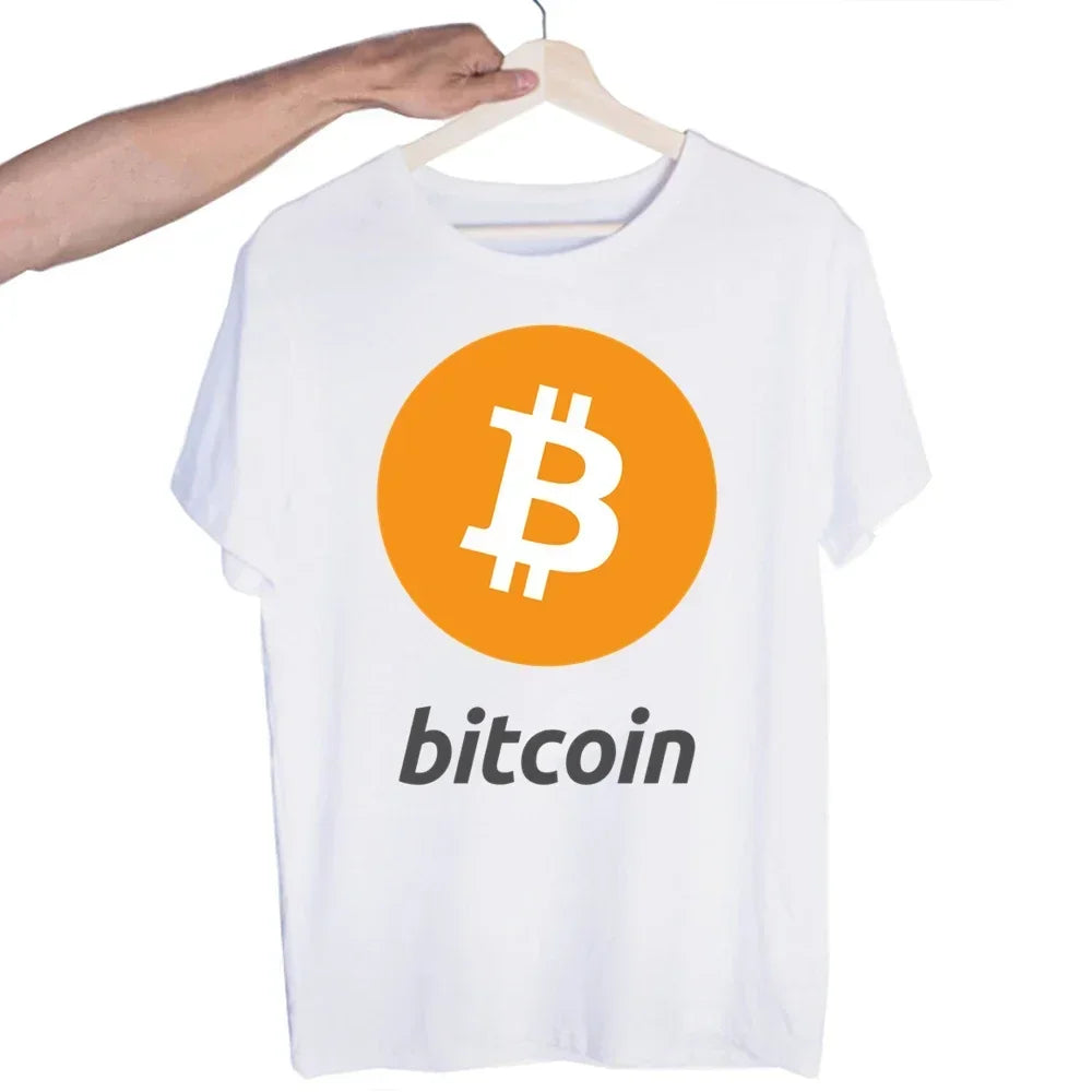 Bitcoin Original  Logo T Shirt Print Short Sleeve T-Shirt New High Quality Men Tee Shirts