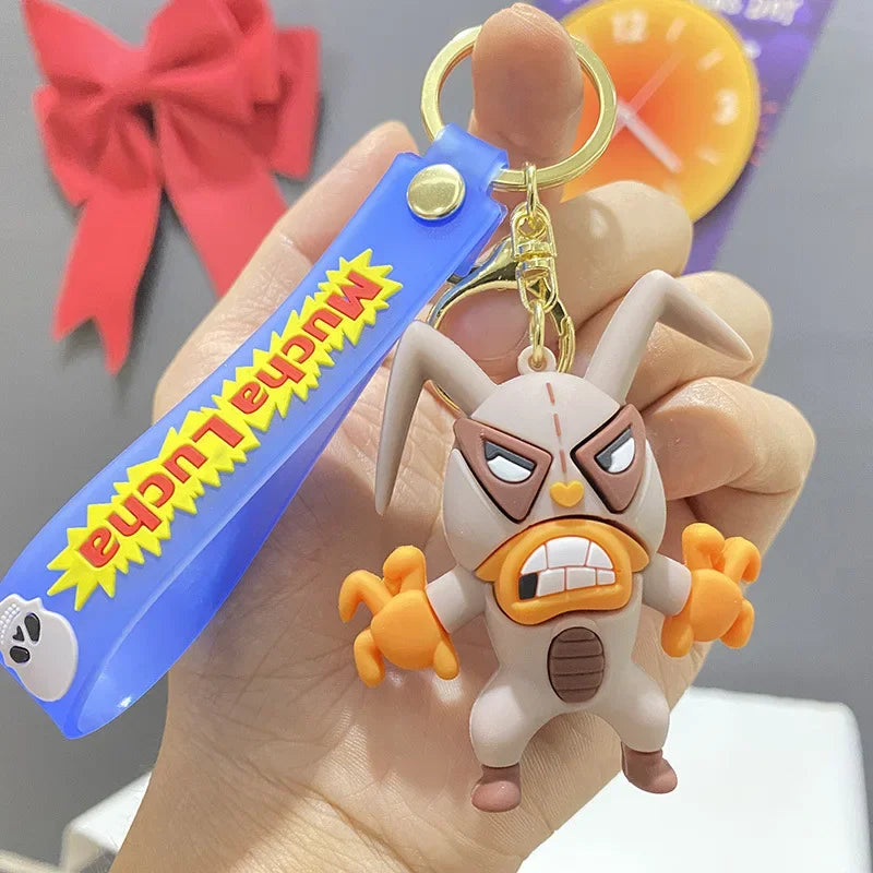 Wrestling Doll Keyring Anime Mucha Lucha Cute Keychain for Bag Charm Car Key Chain Motorcycle Llaveros Couple Matching Wholesale