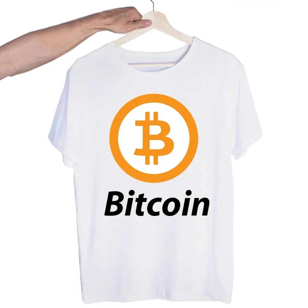 Bitcoin Original  Logo T Shirt Print Short Sleeve T-Shirt New High Quality Men Tee Shirts