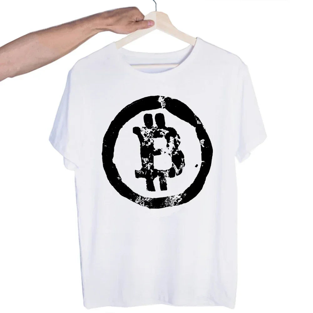 Bitcoin Original  Logo T Shirt Print Short Sleeve T-Shirt New High Quality Men Tee Shirts