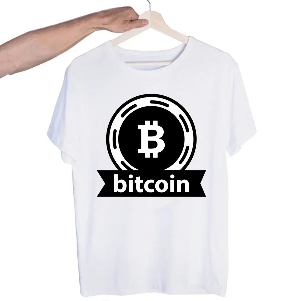 Bitcoin Original  Logo T Shirt Print Short Sleeve T-Shirt New High Quality Men Tee Shirts