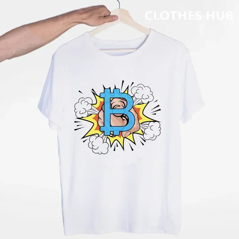 Bitcoin Original  Logo T Shirt Print Short Sleeve T-Shirt New High Quality Men Tee Shirts