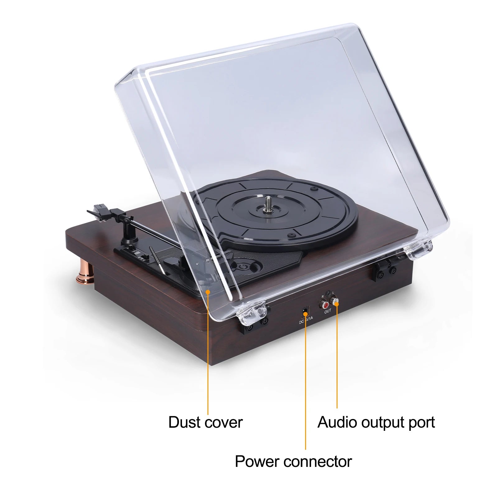 Record Player Retro Vinyl Record Player Record Player with Dustproof Cover Classic Nostalgic Style Record Player EU/US Plug