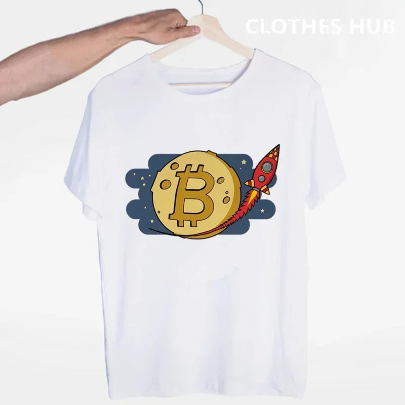 Bitcoin Original  Logo T Shirt Print Short Sleeve T-Shirt New High Quality Men Tee Shirts