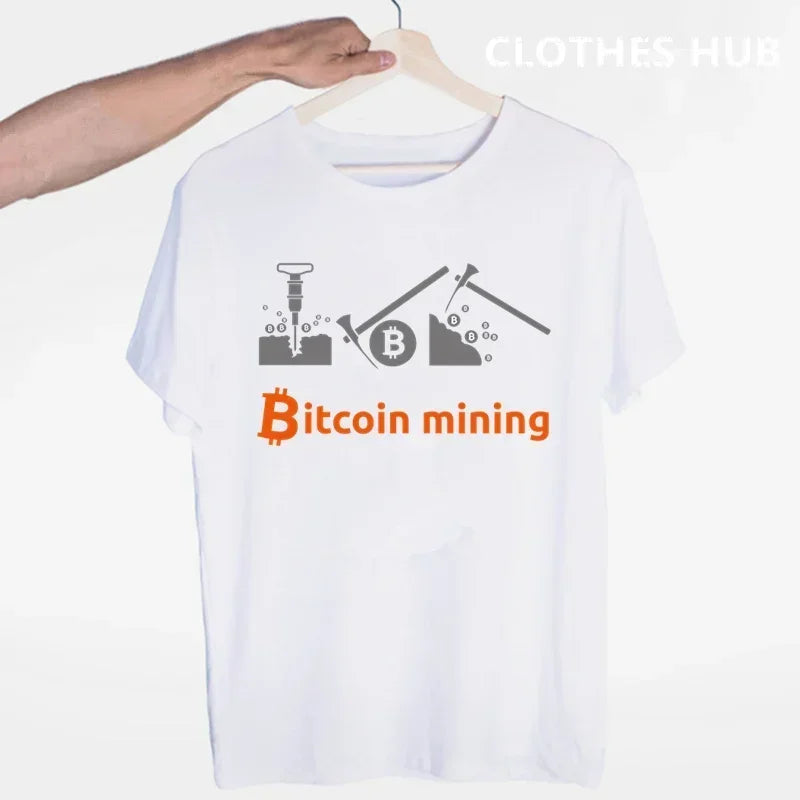 Bitcoin Original  Logo T Shirt Print Short Sleeve T-Shirt New High Quality Men Tee Shirts