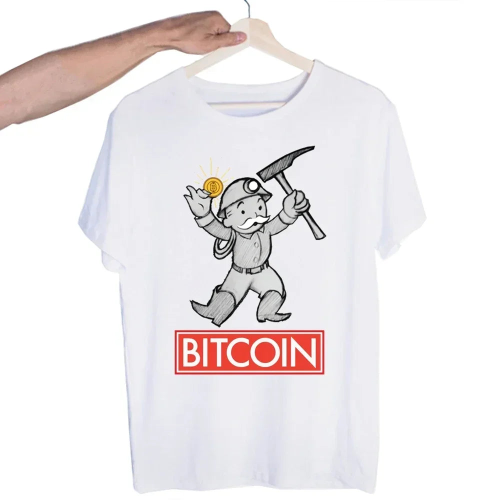 Bitcoin Original  Logo T Shirt Print Short Sleeve T-Shirt New High Quality Men Tee Shirts