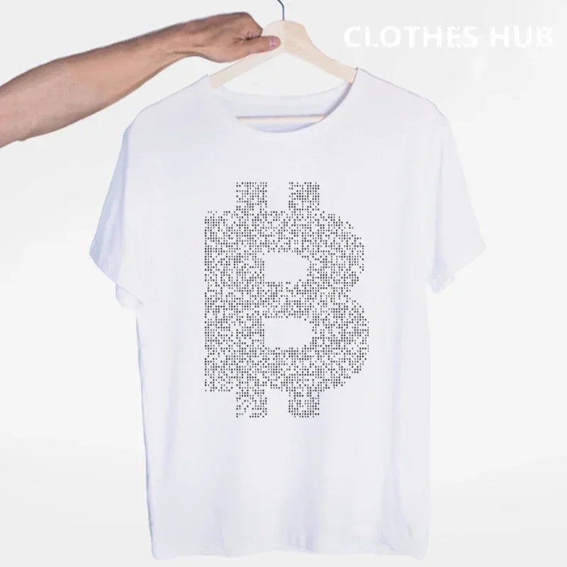 Bitcoin Original  Logo T Shirt Print Short Sleeve T-Shirt New High Quality Men Tee Shirts