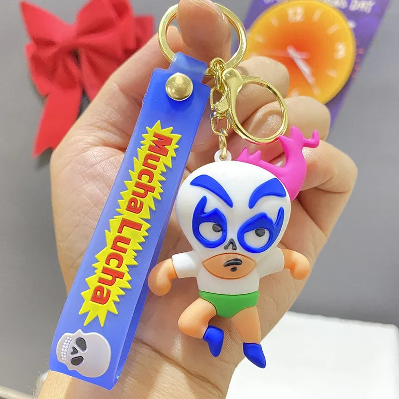 Wrestling Doll Keyring Anime Mucha Lucha Cute Keychain for Bag Charm Car Key Chain Motorcycle Llaveros Couple Matching Wholesale