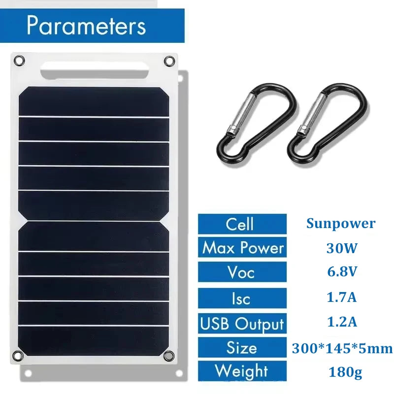 Solar Panel With USB Waterproof Outdoor Hiking And Camping Portable Battery Mobile Phone Charging Bank Charging Panel 6.8V