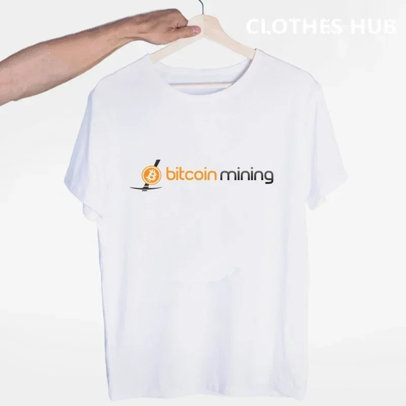 Bitcoin Original  Logo T Shirt Print Short Sleeve T-Shirt New High Quality Men Tee Shirts