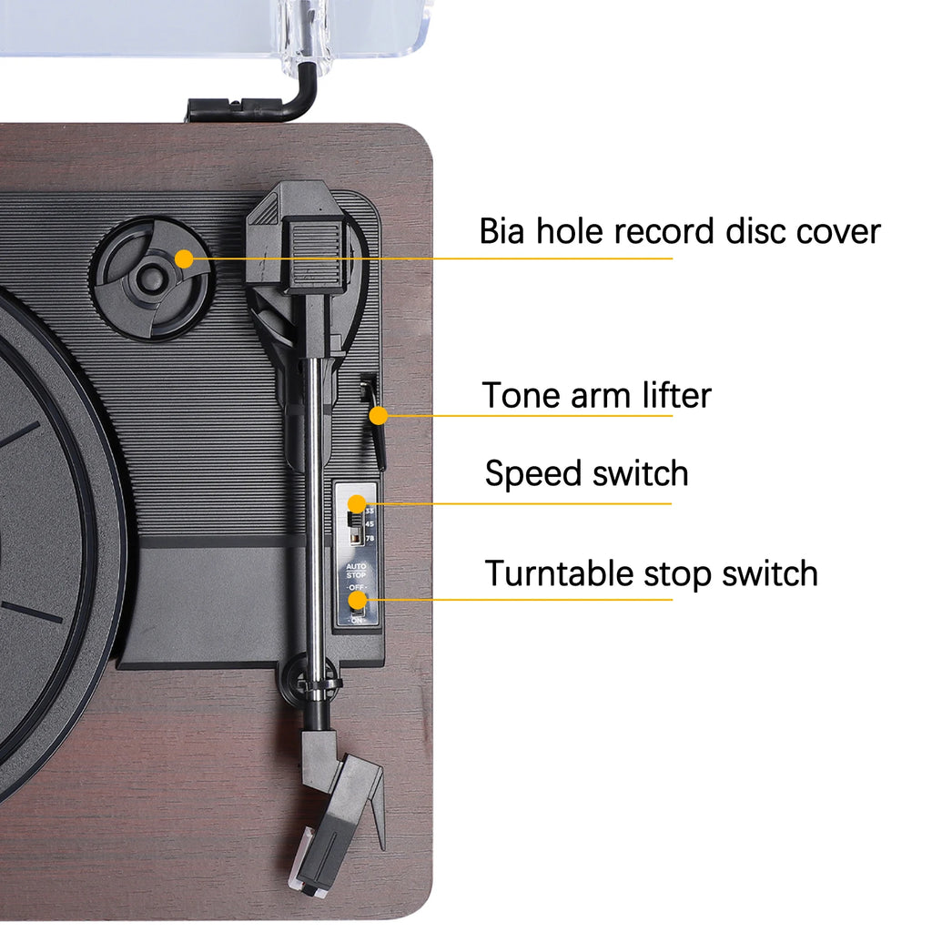Record Player Retro Vinyl Record Player Record Player with Dustproof Cover Classic Nostalgic Style Record Player EU/US Plug