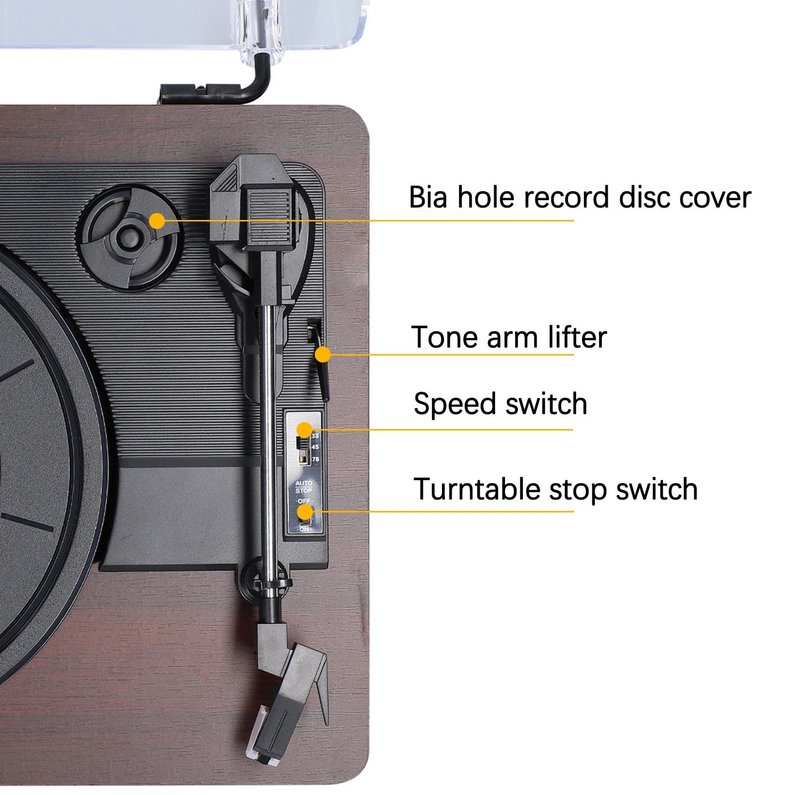 Record Player Retro Vinyl Record Player Record Player with Dustproof Cover Classic Nostalgic Style Record Player EU/US Plug