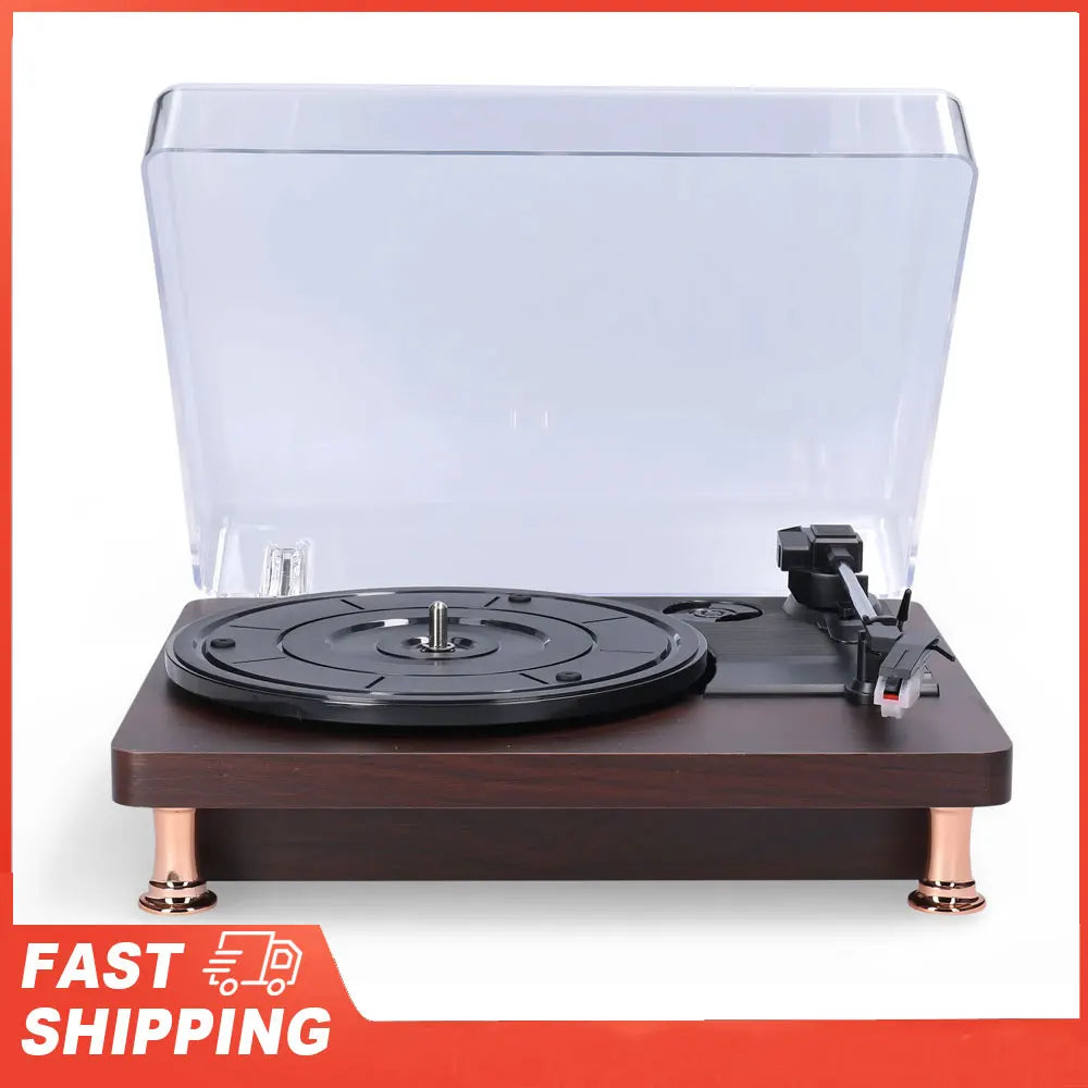 Record Player Retro Vinyl Record Player Record Player with Dustproof Cover Classic Nostalgic Style Record Player EU/US Plug