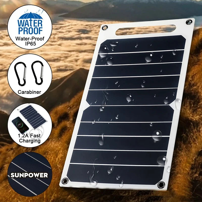 Solar Panel With USB Waterproof Outdoor Hiking And Camping Portable Battery Mobile Phone Charging Bank Charging Panel 6.8V