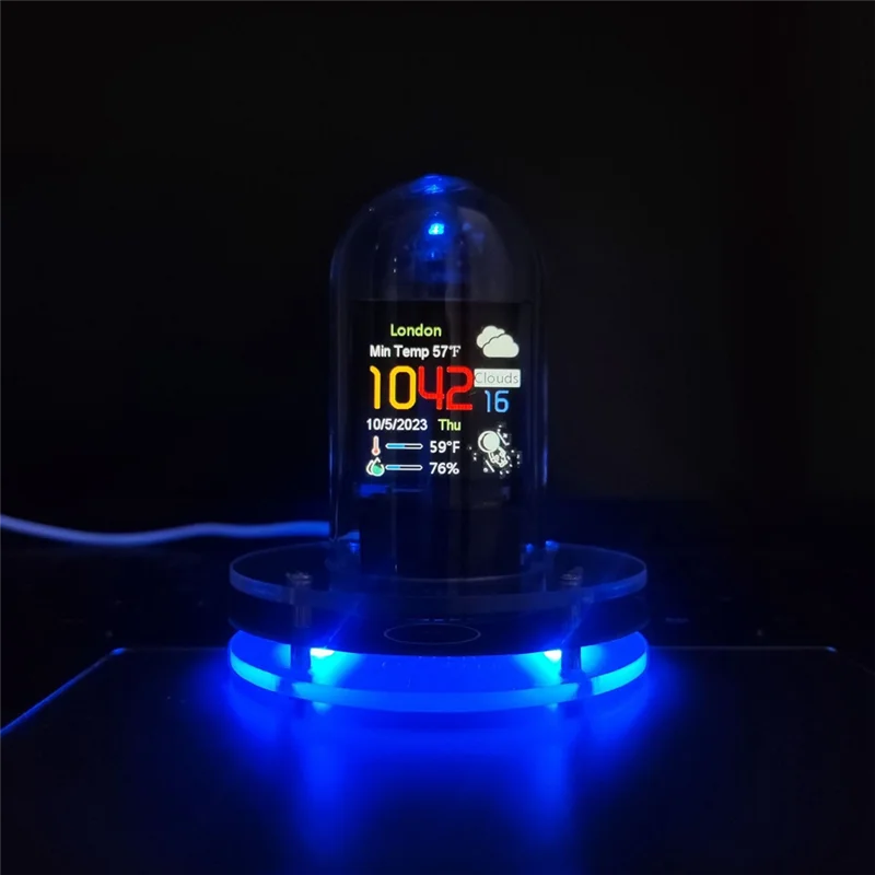Bitcoin Price Tracker Smart Clock With Colorful RGB Lights And WIFI Weather Station