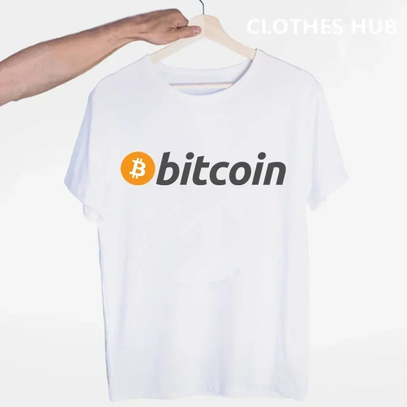Bitcoin Original  Logo T Shirt Print Short Sleeve T-Shirt New High Quality Men Tee Shirts