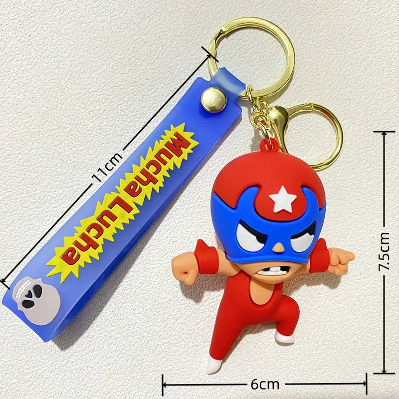 Wrestling Doll Keyring Anime Mucha Lucha Cute Keychain for Bag Charm Car Key Chain Motorcycle Llaveros Couple Matching Wholesale