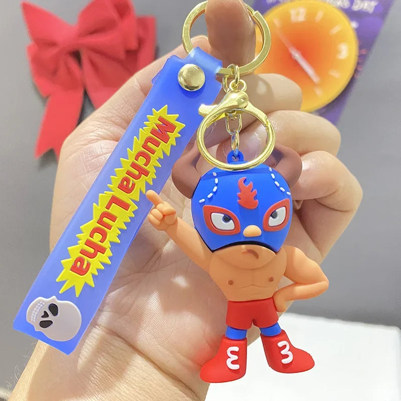 Wrestling Doll Keyring Anime Mucha Lucha Cute Keychain for Bag Charm Car Key Chain Motorcycle Llaveros Couple Matching Wholesale