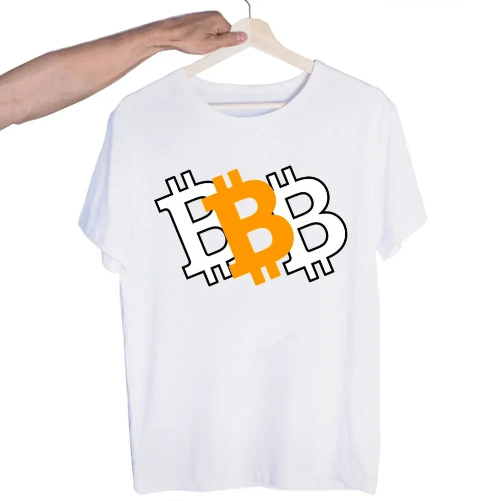 Bitcoin Original  Logo T Shirt Print Short Sleeve T-Shirt New High Quality Men Tee Shirts